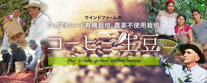 コーヒー生豆特集〜ウインドファームのフェアトレード有機栽培、農薬不使用栽培コーヒー生豆〜