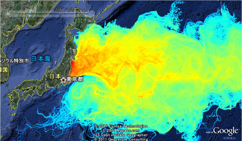 太平洋の汚染地図