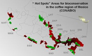 メキシコの地図（生物多様性）